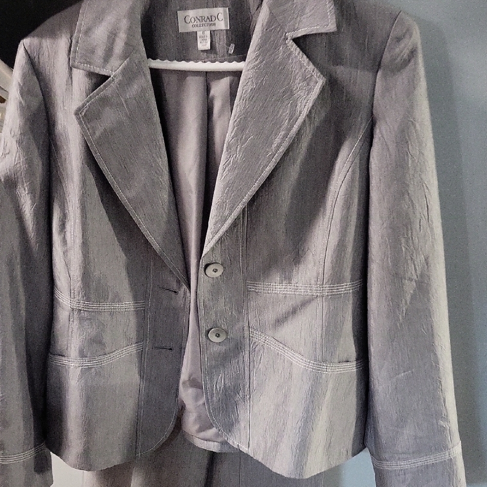 Conrad C Gray Blazer,skirt and Pants Set